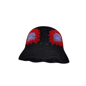 Sunflower Crochet Bucket Hat - Black