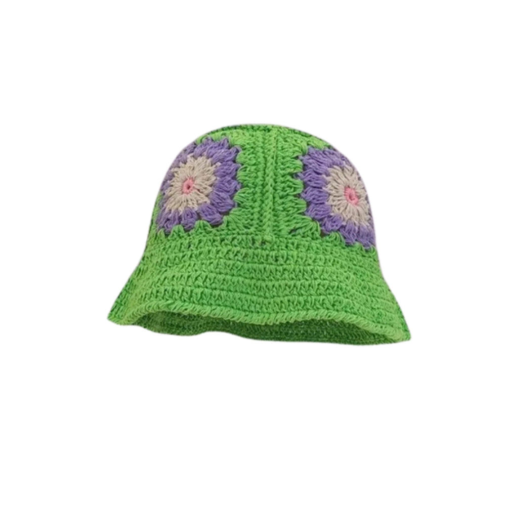 Sunflower Crochet Bucket Hat - Green