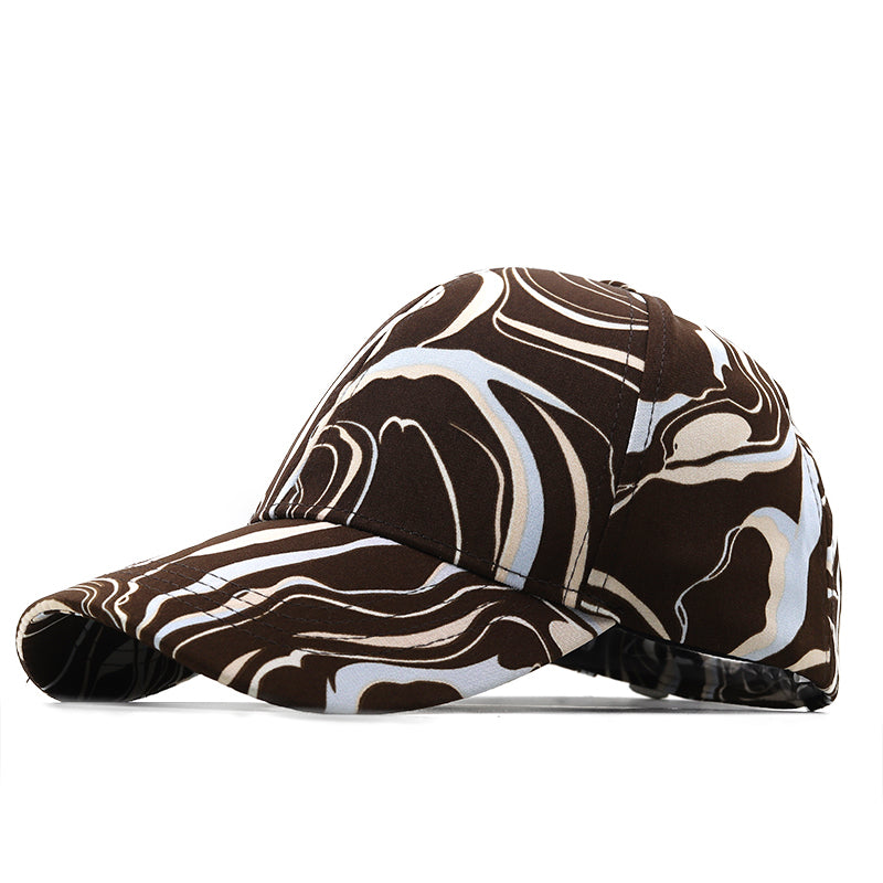 Swirl Pattern Adjustable Baseball Cap - Brown 