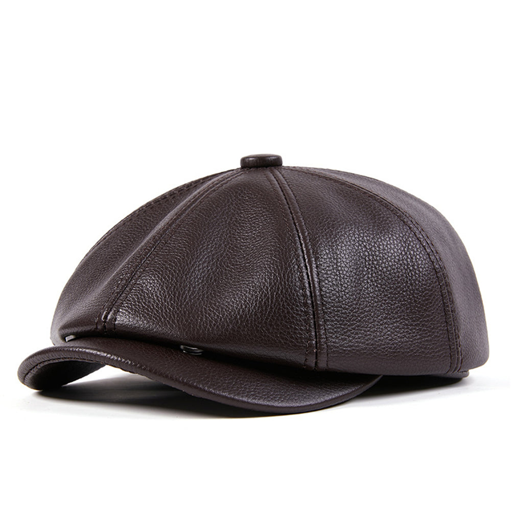 The Legacy Genuine Leather Newsboy Caps - Dark Brown