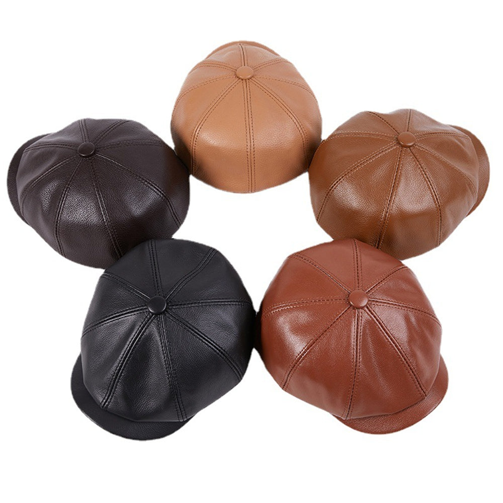 The Legacy Genuine Leather Newsboy Caps top view of all