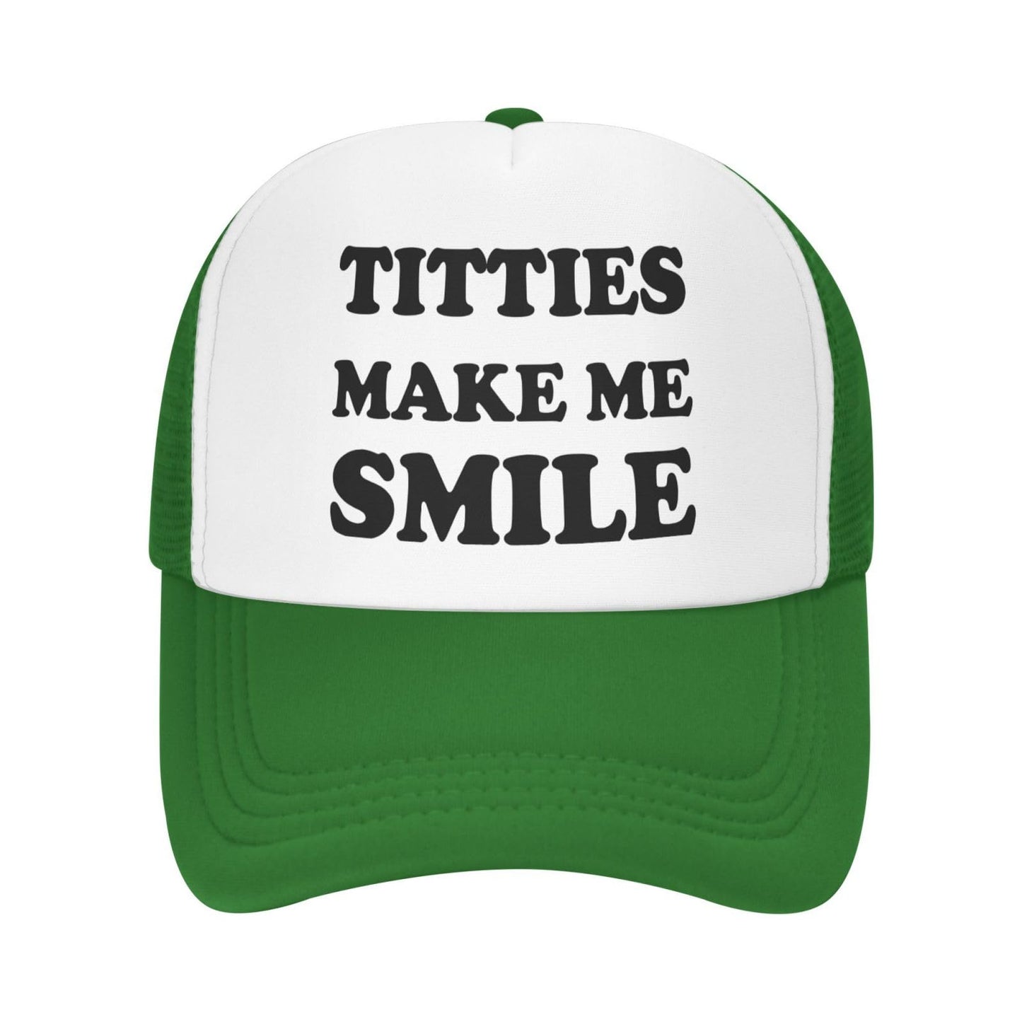 Titties Make Me Smile Funny Trucker Hat - Green 