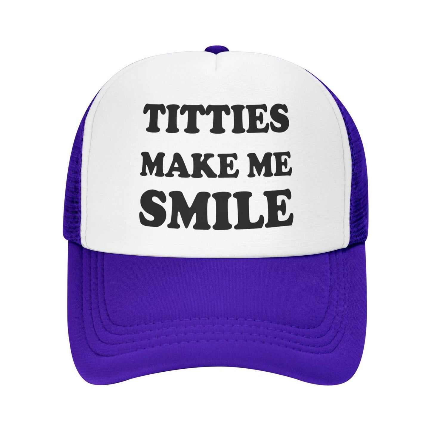 Titties Make Me Smile Funny Trucker Hat - Purple