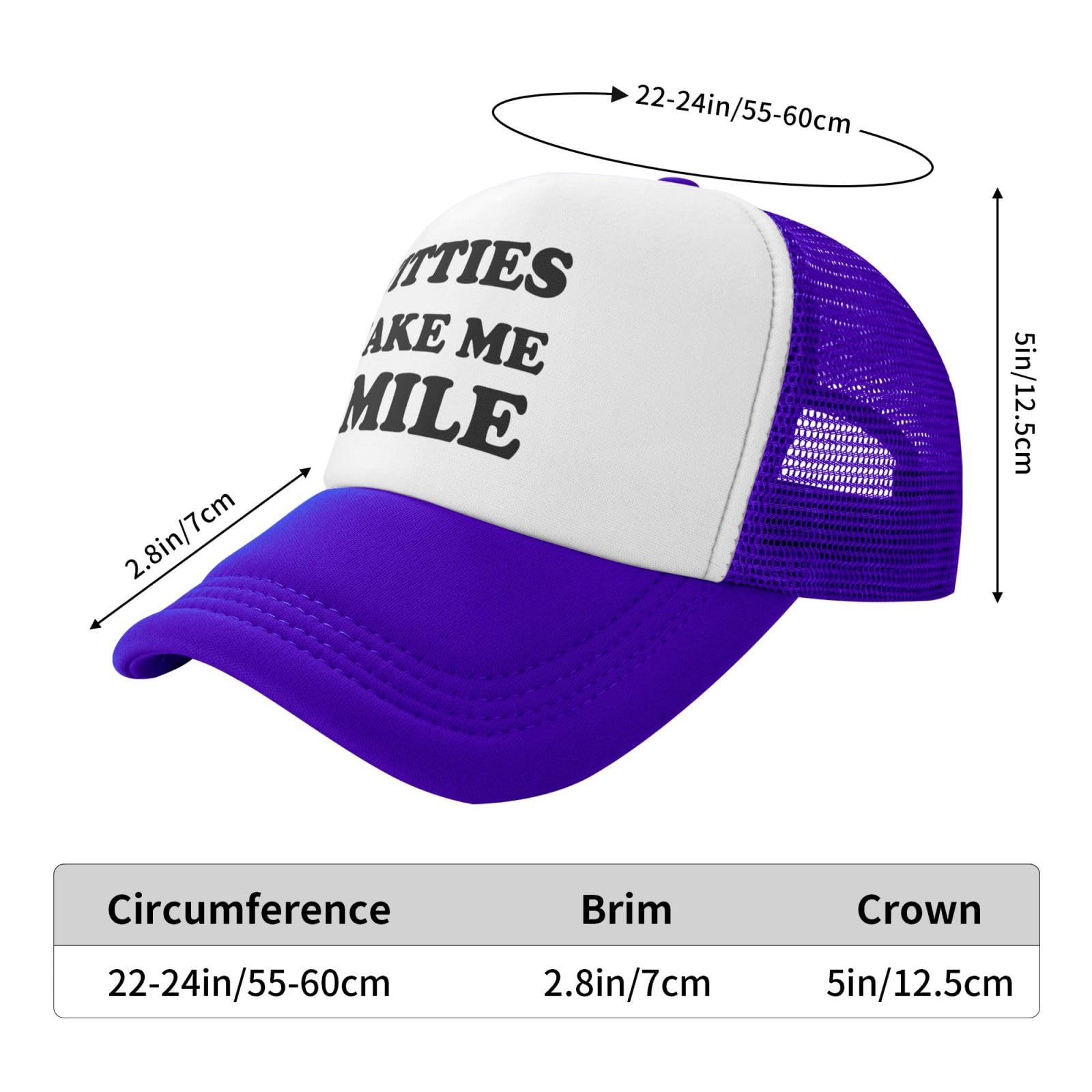 Titties Make Me Smile Funny Trucker Hat - Size
