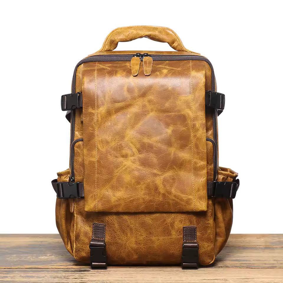 Traveler’s Edition Leather Backpack - Light Yellow