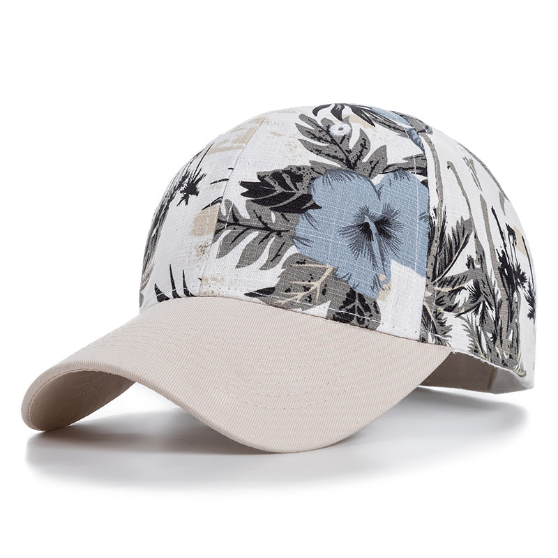 Trendy Floral Print Baseball Cap - Blue