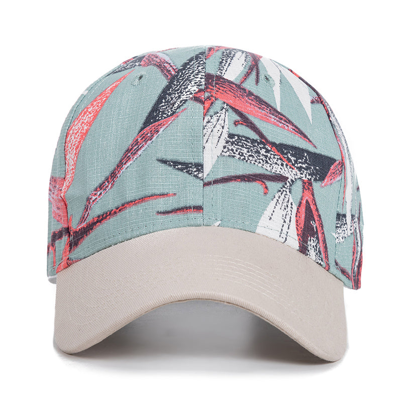 Trendy Floral Print Baseball Cap - Front Trendy Floral Print Baseball Cap - Front 