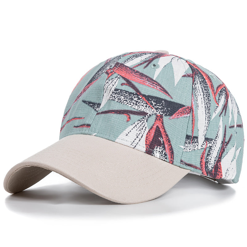 Trendy Floral Print Baseball Cap - Green 