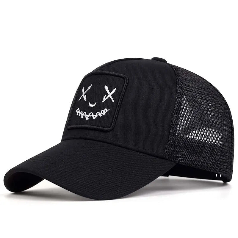 Ghost Face Patch Trucker Hat - Fushia