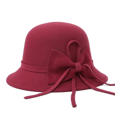 Velora Wool Felt Cloche Hat - Red