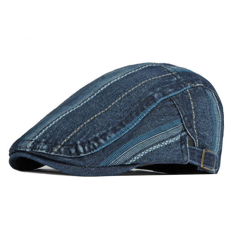 Versatile Denim Ivy Flat Cap - Dark Blue  