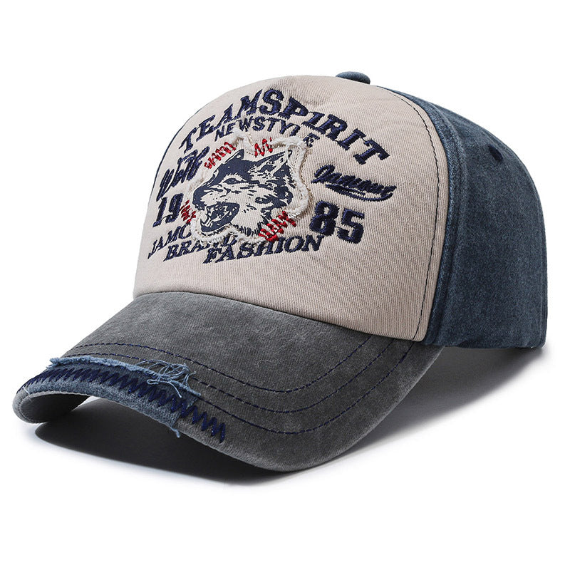 Vintage-Inspired ‘Team Spirit’ Baseball Cap - Gray Navy Blue