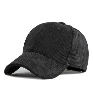 Vintage-Style Corduroy Baseball Cap – Black