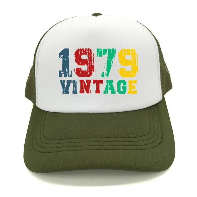 Vintage 1979 Trucker Hat  - White & Army Green 