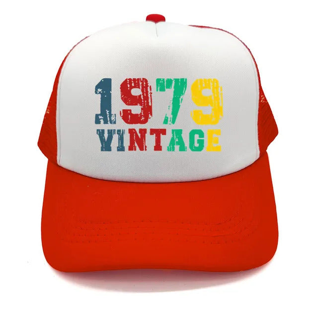 Vintage 1979 Trucker Hat  - White & Dark Orange 