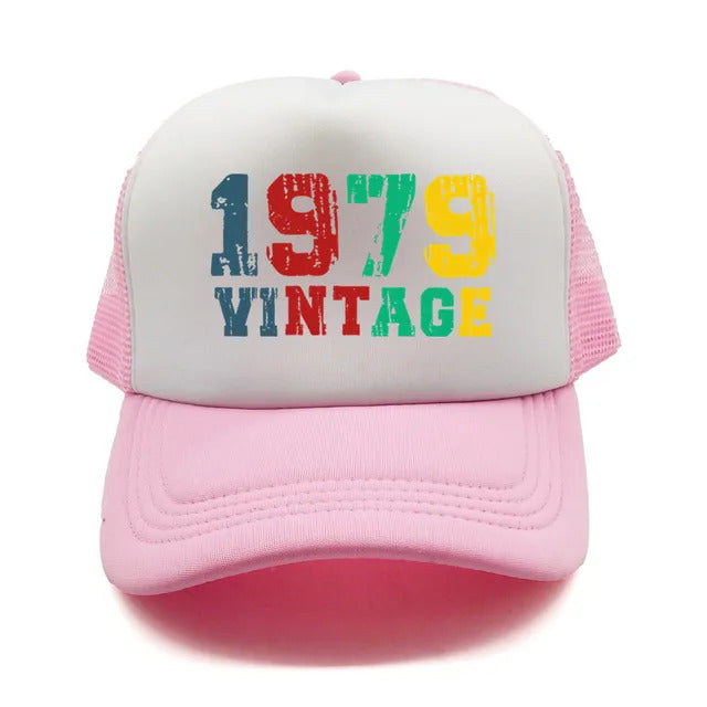 Vintage 1979 Trucker Hat  - White & Light Pink 