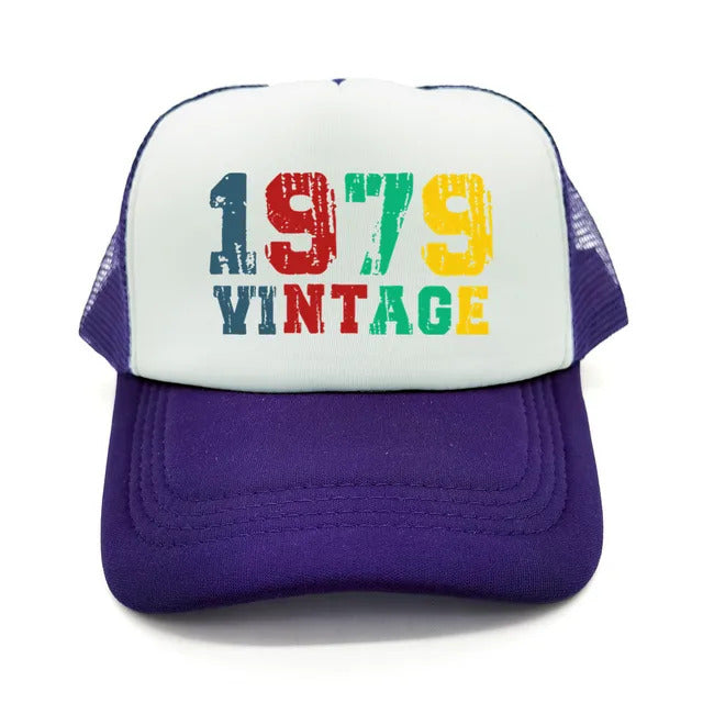 Vintage 1979 Trucker Hat  - White & Purple 