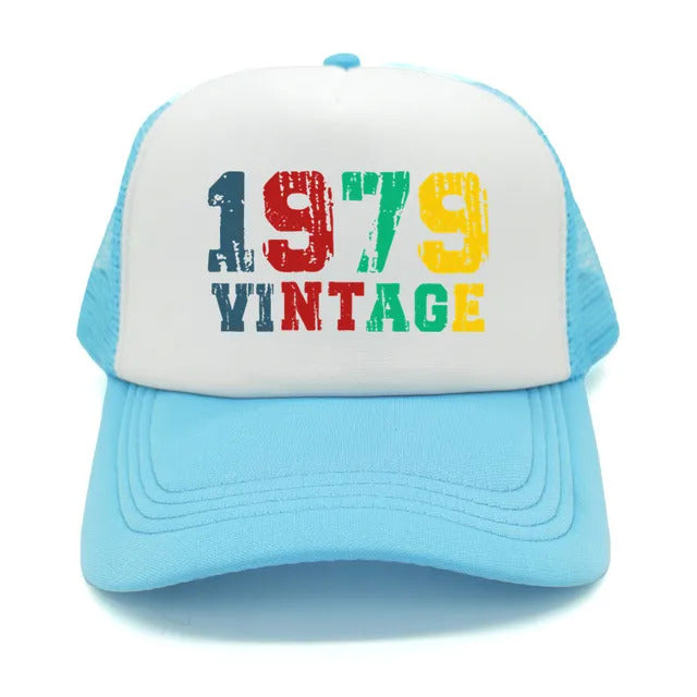 Vintage 1979 Trucker Hat  - White & Sky Blue 