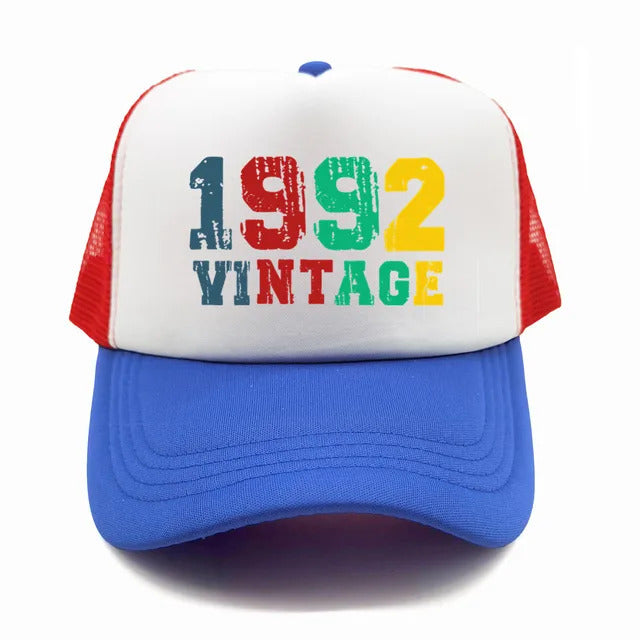 Vintage 1992 Trucker Hat  - White Blue & Red 