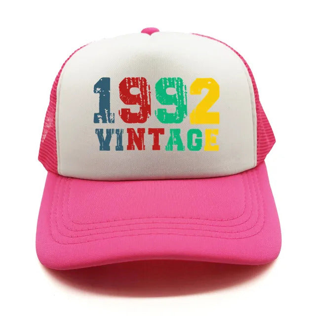 Vintage 1992 Trucker Hat  - White & Dark Pink 