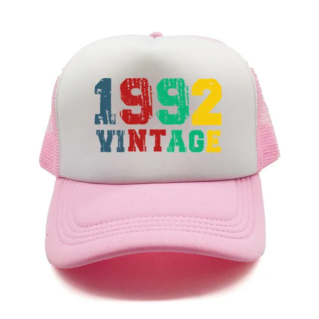 Vintage 1992 Trucker Hat  - White & Light Pink 