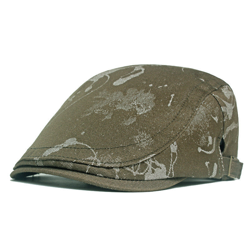 Vintage Artistic Pattern Flat Cap - Army Green 