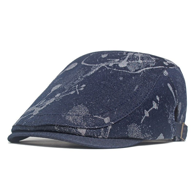 Vintage Artistic Pattern Flat Cap - Blue