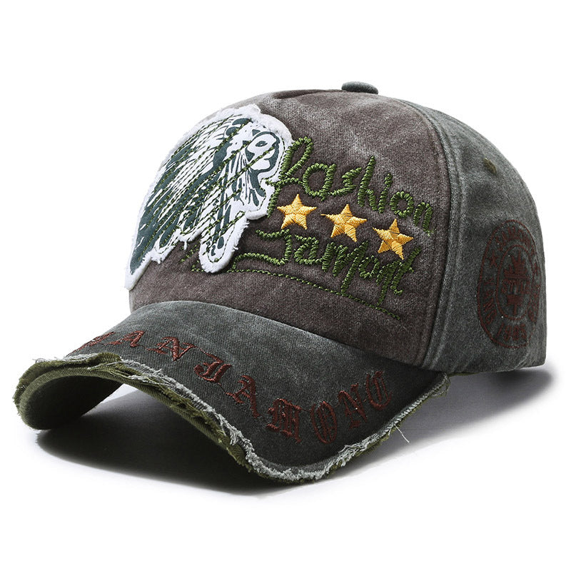 Vintage Astronaut Universe Baseball Hat - Army Green 