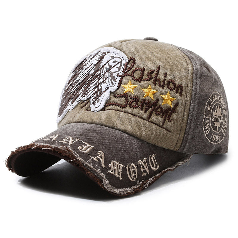Vintage Astronaut Universe Baseball Hat - Coffee 