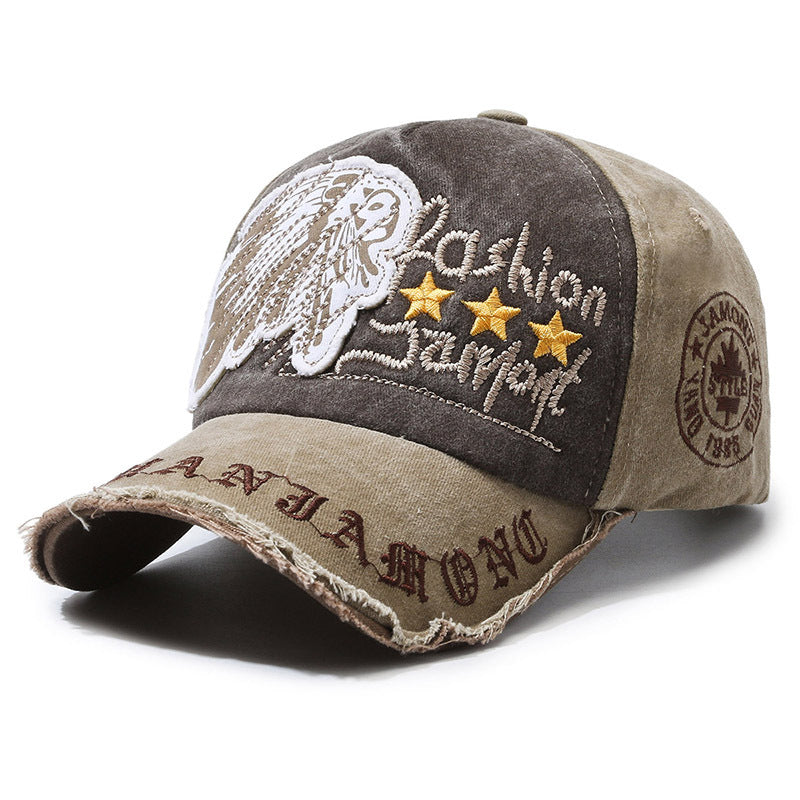 Vintage Astronaut Universe Baseball Hat - Khaki 