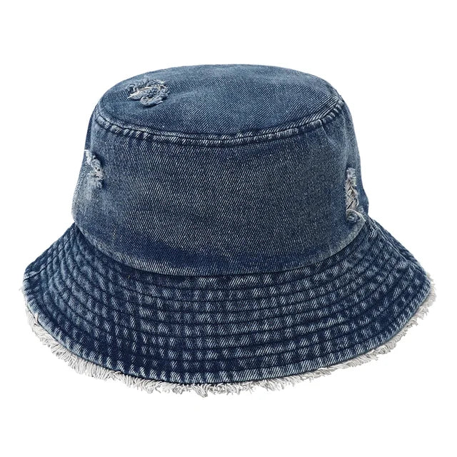 Vintage Denim Bucket Hat - Dark Blue