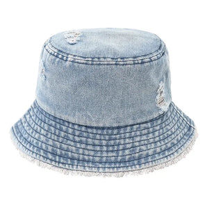 Vintage Denim Bucket Hat - Light Blue