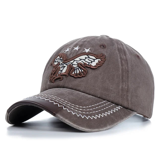 Vintage Embroidered Eagle Baseball Cap - Brown