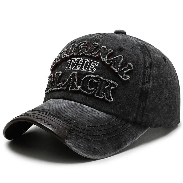 Vintage Embroidered Two-Tone Baseball Cap – Black