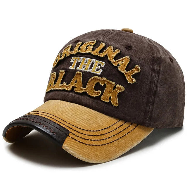 Vintage Embroidered Two-Tone Baseball Cap – Brown