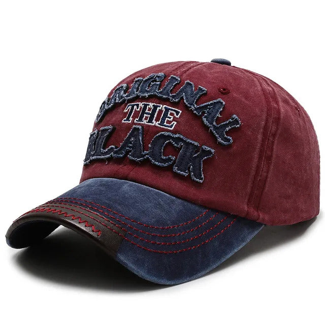Vintage Embroidered Two-Tone Baseball Cap – Red