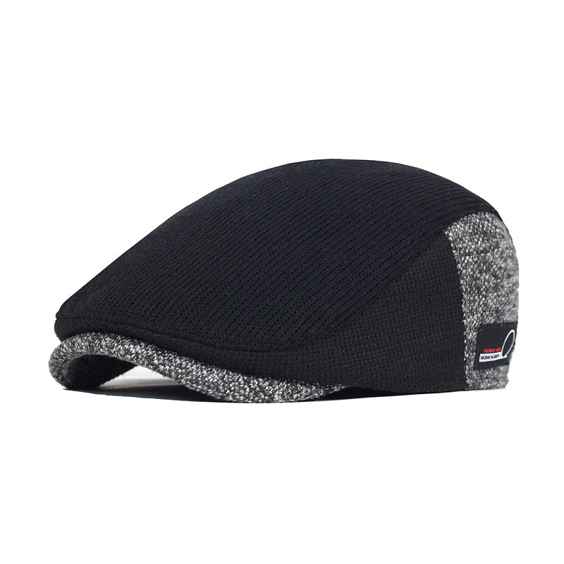 Vintage Herringbone Flat Cap  - Black 