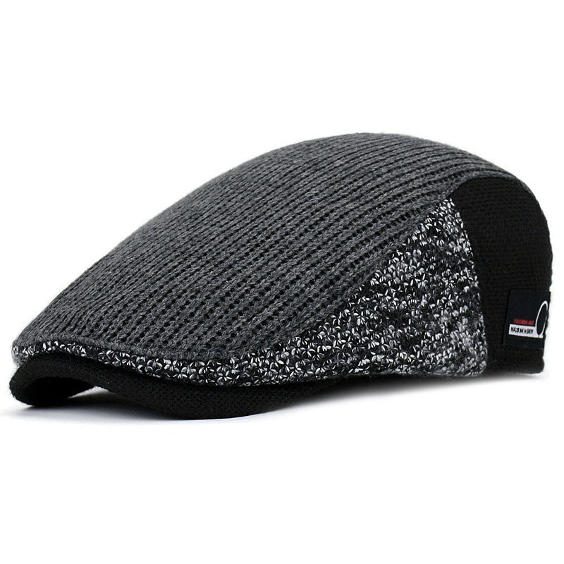 Vintage Herringbone Flat Cap  - Dark Gray 