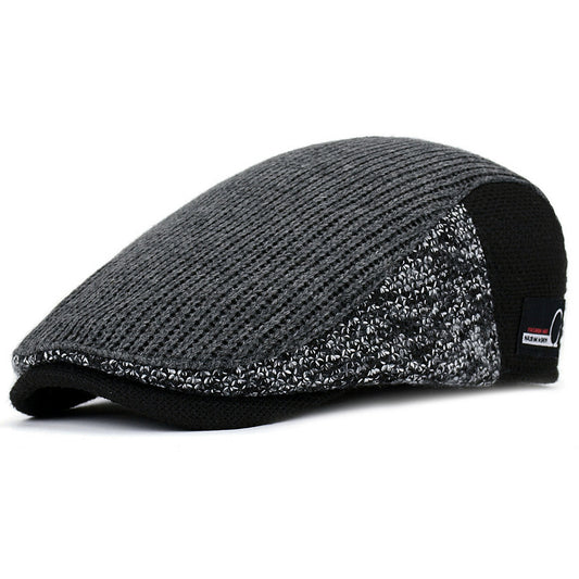 Vintage Herringbone Flat Cap  - Dark Gray 