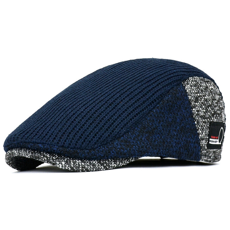 Vintage Herringbone Flat Cap  - Navy 