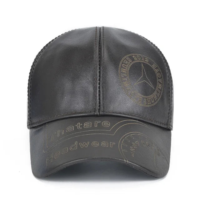 Vintage Leather Speedometer Cap - Black