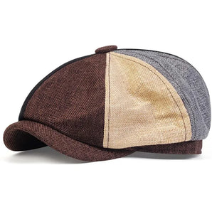 Vintage Linen Newsboy Cap - Multicoloured