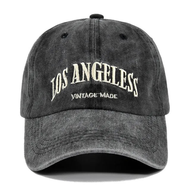 Vintage Washed Denim Baseball Cap – Black