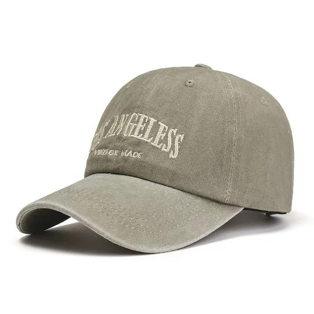 Vintage Washed Denim Baseball Cap – Khaki 