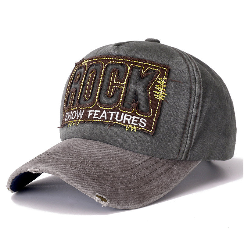  Vintage Washed ‘ROCK’ Baseball Cap - Coffee Army Green
