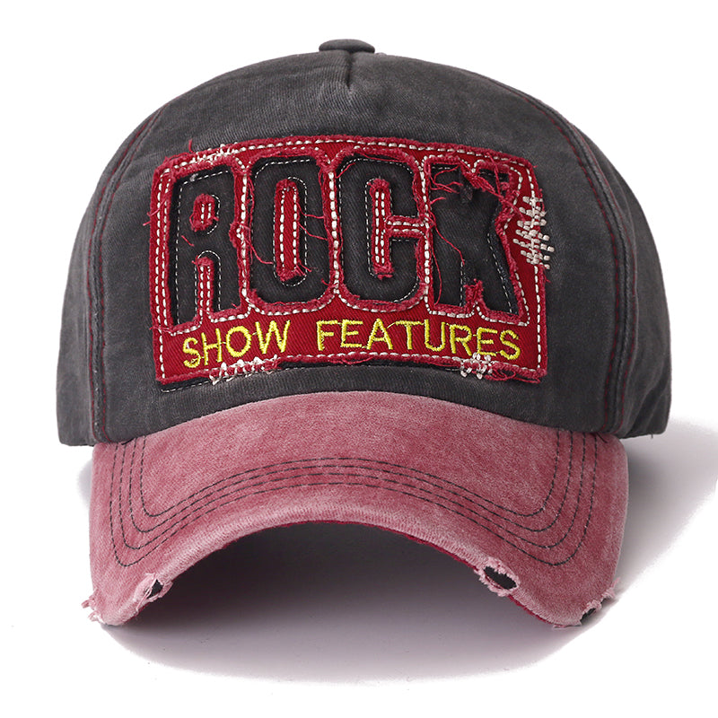  Vintage Washed ‘ROCK’ Baseball Cap - Front