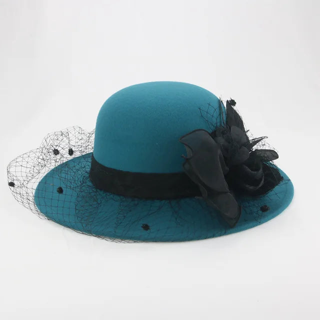 Vintage Wool Fascinator Hat - Green