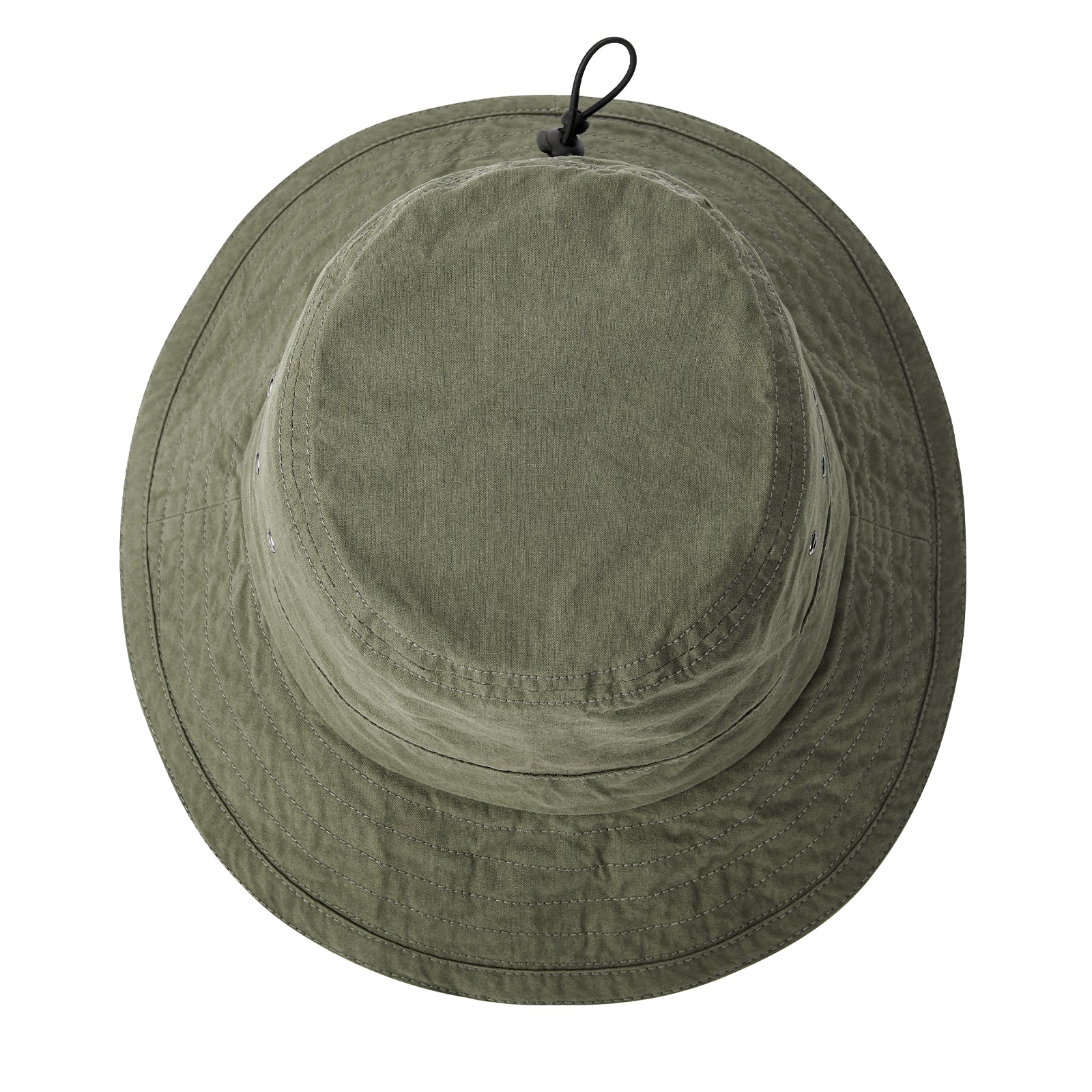 Washed Cotton Plain Bucket Hat with chin straps top view