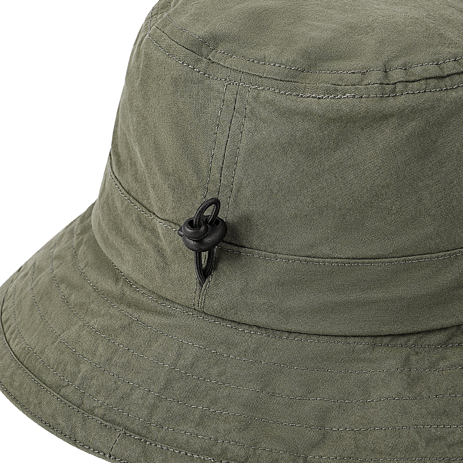 Washed Cotton Plain Bucket Hat with chin straps zoom view
