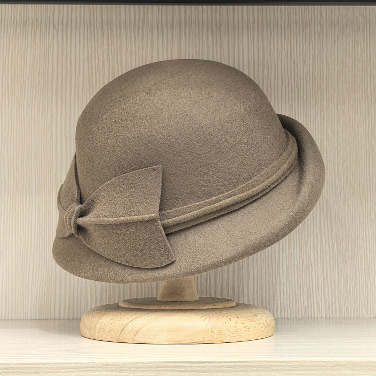 Women's Flapper Style Wool Cloche Hat - Winter Party Hat - Brown